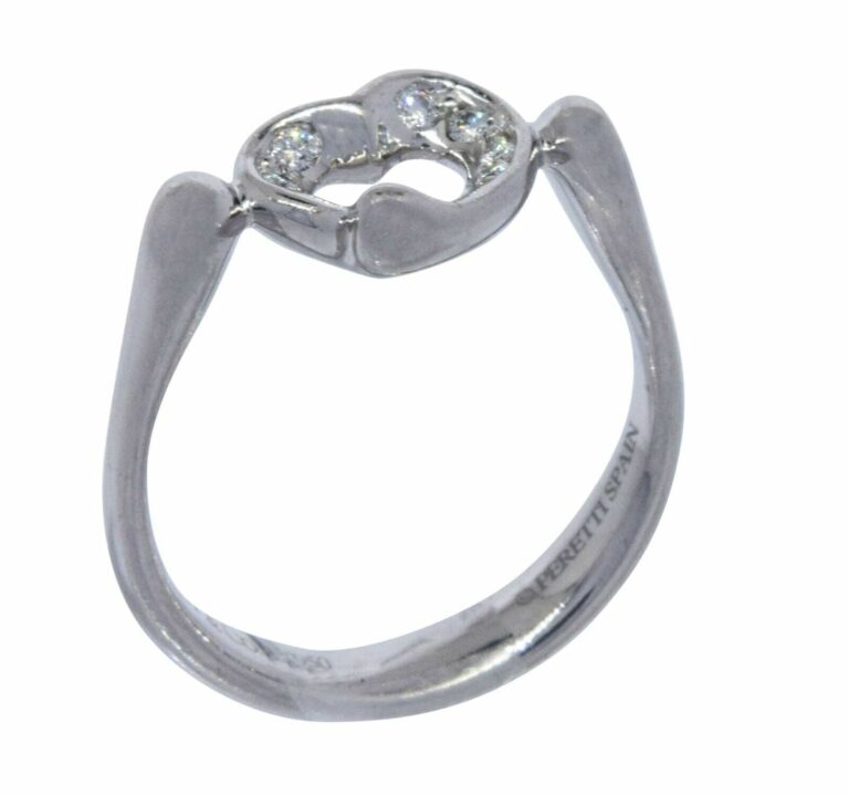 Tiffany 
Co. Elsa Peretti Open Heart Diamond 
Platinum Ladies Ring Size 5