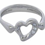 Tiffany 
Co. Elsa Peretti Open Heart Diamond 
Platinum Ladies Ring Size 5