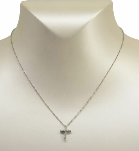 Tiffany & Co. Platinum Diamond Mini Cross Pendant on 16