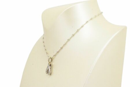 Wishbone Pendant & Chain 18k White Gold & Diamonds Ladies Necklace