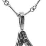 Wishbone Pendant 
Chain 18k White Gold 
Diamonds Ladies Necklace