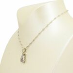 Wishbone Pendant 
Chain 18k White Gold 
Diamonds Ladies Necklace