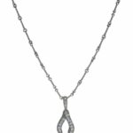 Wishbone Pendant 
Chain 18k White Gold 
Diamonds Ladies Necklace