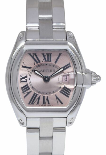 Cartier Roadster Stainless Steel Pink Dial Ladies Quartz Watch W62017V3 2675