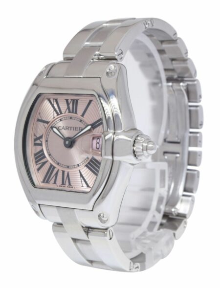 Cartier Roadster Stainless Steel Pink Dial Ladies Quartz Watch W62017V3 2675