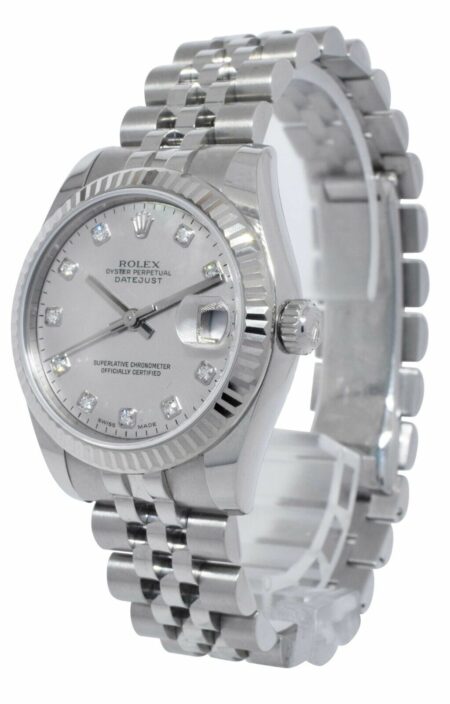 Rolex Datejust Steel & 18k White Gold Bezel MOP Diamond Dial 31mm Watch D 178274