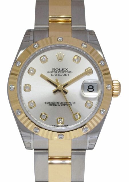 Rolex Datejust 18k Yellow Gold/Steel Diamond Dial/Bezel 31mm Watch G 178313