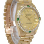 Rolex Datejust President 18k Yellow Gold Diamond D/B Emerald 31mm Watch 68278