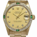 Rolex Datejust President 18k Yellow Gold Diamond D/B Emerald 31mm Watch 68278