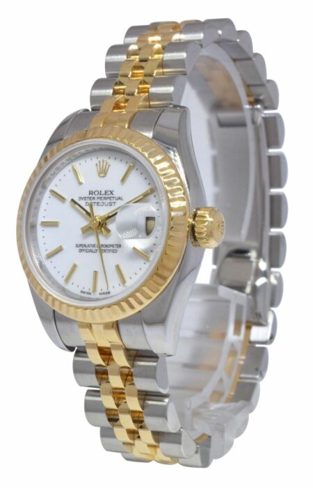 Rolex Datejust 18k Yellow Gold/Steel White Dial Ladies 26mm Watch G 179173