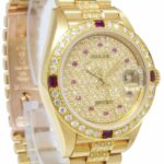 Rolex Datejust President 18k Yellow Gold Diamond/Ruby Ladies 26mm Watch 69178