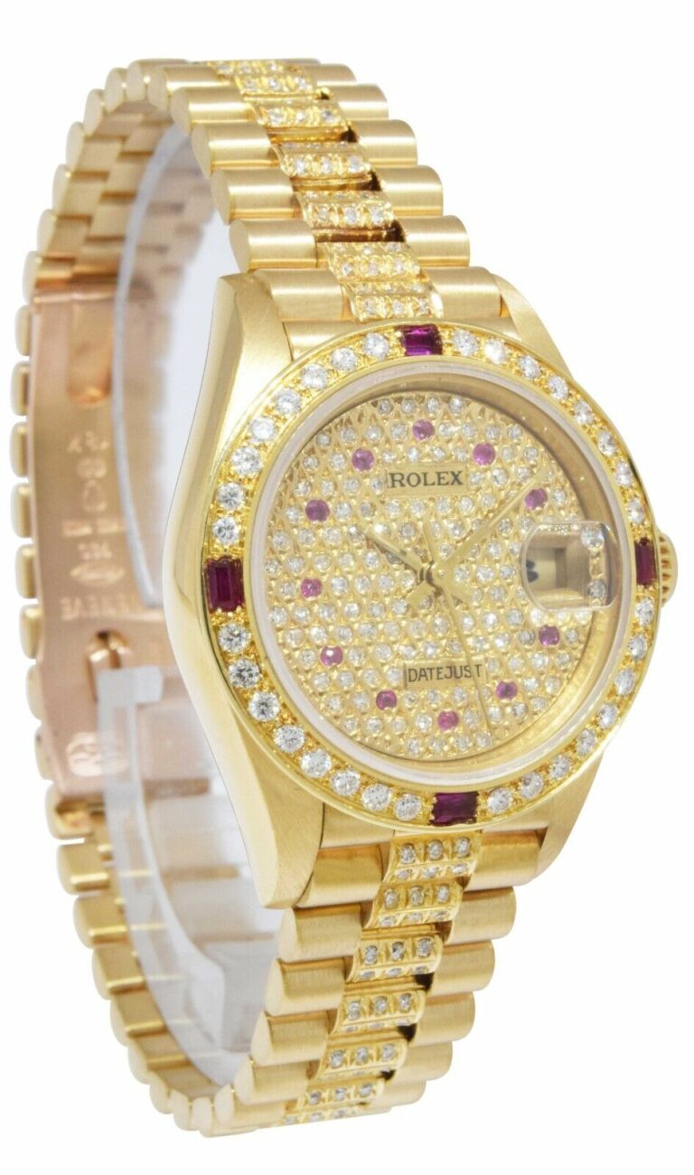 Rolex Datejust President 18k Yellow Gold Diamond/Ruby Ladies 26mm Watch 69178