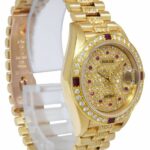 Rolex Datejust President 18k Yellow Gold Diamond/Ruby Ladies 26mm Watch 69178