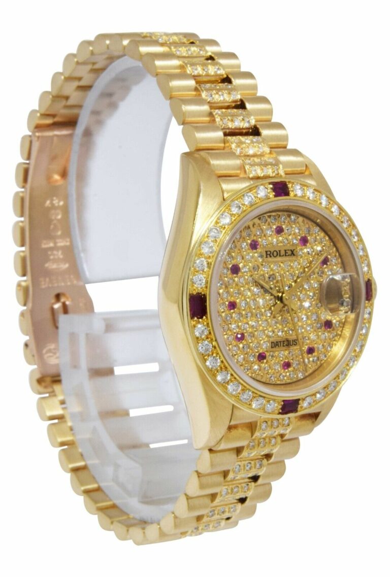 Rolex Datejust President 18k Yellow Gold Diamond/Ruby Ladies 26mm Watch 69178