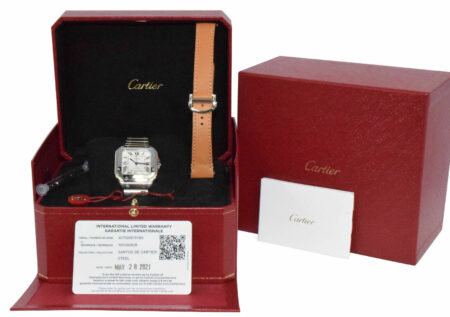 Cartier Santos Medium Steel Silver Dial Mens Automatic Watch B/P WSSA0029 4075