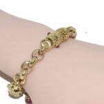 Gemstone 
Diamond 14k Yellow Gold Rolo Links Bracelet with Toggle Clasp