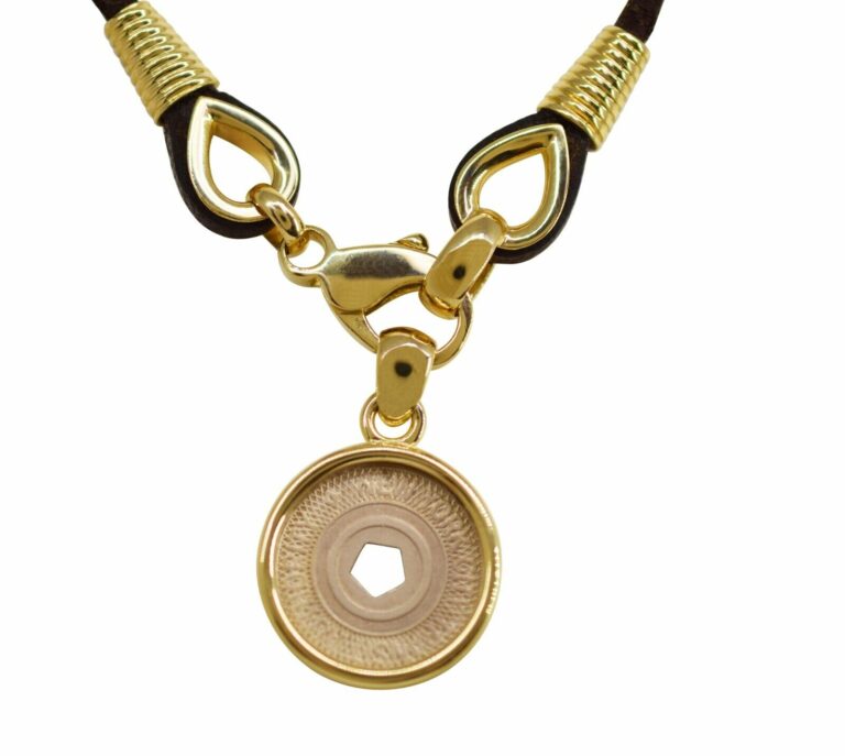 Bvlgari 97 NYC Metro Subway Token 18k Yellow Gold Pendant on Cord Necklace