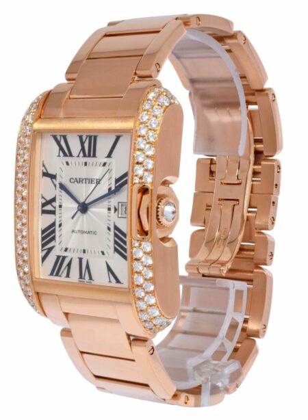 Cartier Tank Anglaise Large 18k Rose Gold Diamond Bezel Watch B/P WT100004 3504