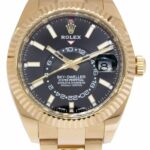 Rolex Sky-Dweller GMT 18k Yellow Gold Black Dial 42mm Watch +Card '18 326938