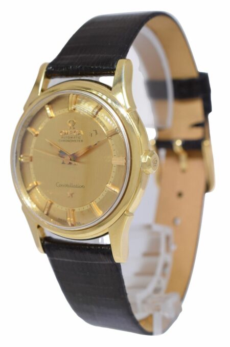 Omega Constellation 18k Yellow Gold Pie Pan Mens 34mm Automatic Watch 14381/2