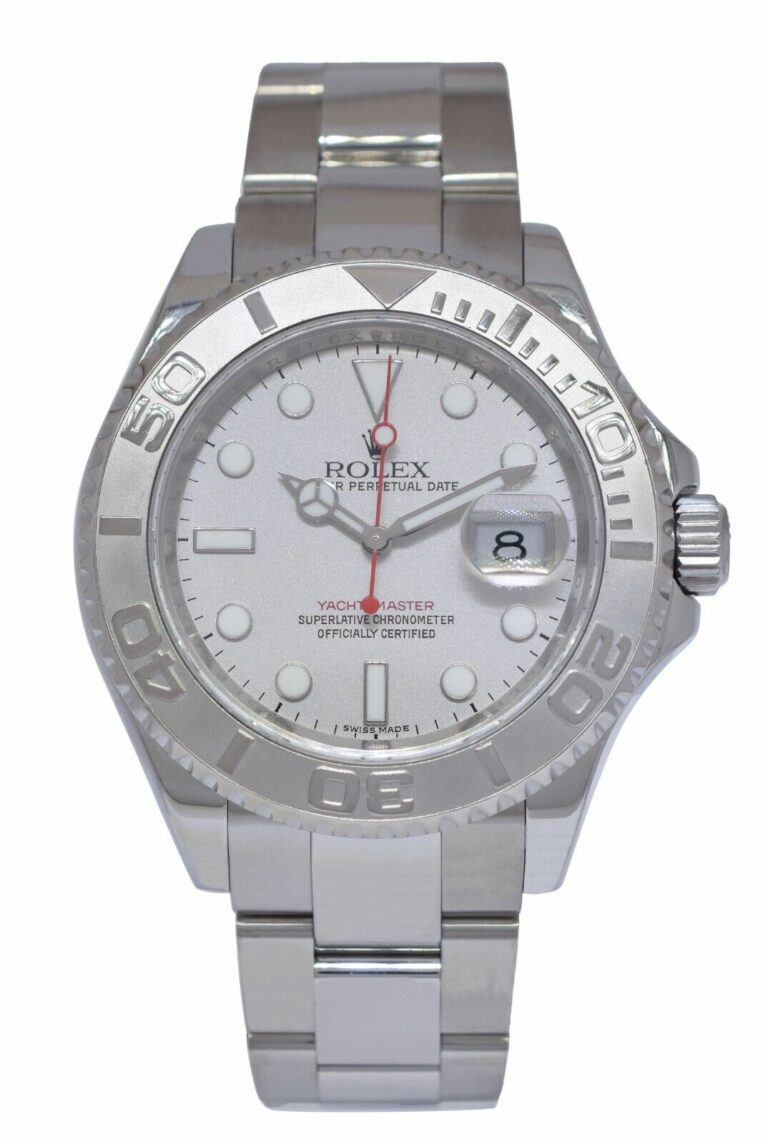 Rolex Yacht-Master Stainless Steel 
Platinum Mens 40mm Automatic Watch M 16622