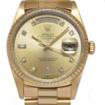 Rolex Day-Date President 18k YG Champagne Diamond Dial 36mm Watch A 18238