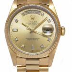 Rolex Day-Date President 18k YG Champagne Diamond Dial 36mm Watch A 18238