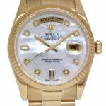 Rolex Day-Date President 18k Yellow Gold MOP Diamond Dial 36mm Watch 118238