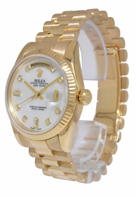 Rolex Day-Date President 18k Yellow Gold MOP Diamond Dial 36mm Watch 118238