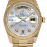 Rolex Day-Date President 18k Yellow Gold MOP Diamond Dial 36mm Watch 118238