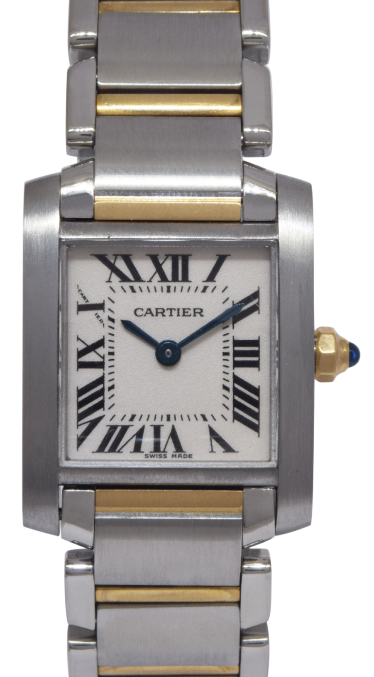 Cartier Tank Francaise Small 18k Yellow Gold/Steel Ladies Quartz 20mm Watch 2384