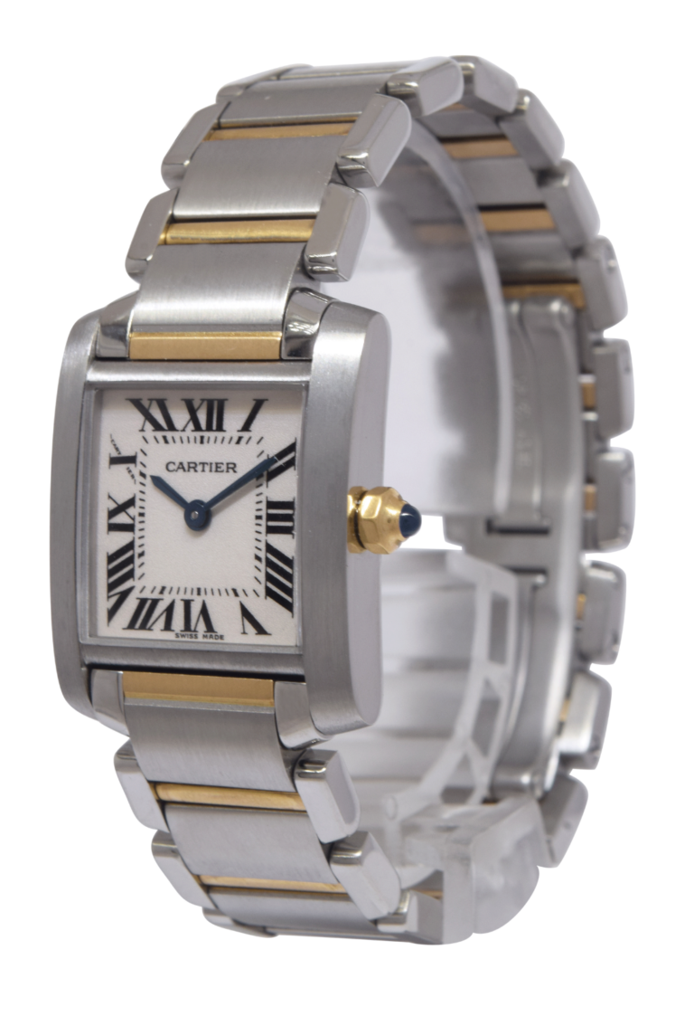 Cartier Tank Francaise Small 18k Yellow Gold/Steel Ladies Quartz 20mm Watch 2384