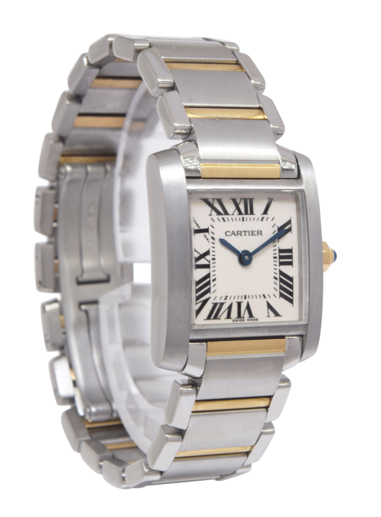 Cartier Tank Francaise Small 18k Yellow Gold/Steel Ladies Quartz 20mm Watch 2384