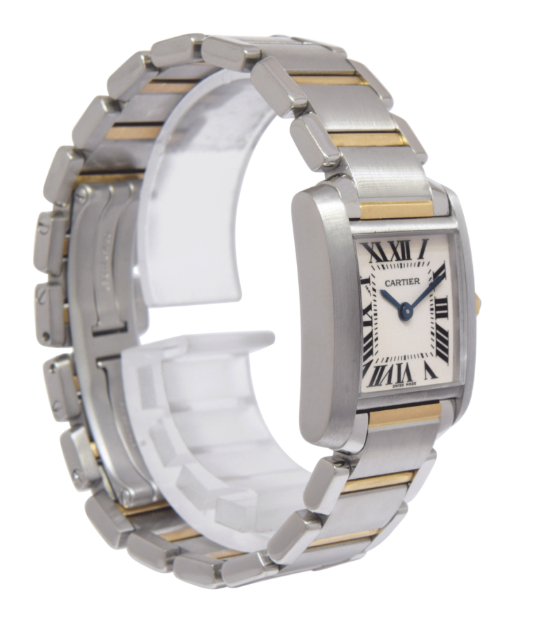 Cartier Tank Francaise Small 18k Yellow Gold/Steel Ladies Quartz 20mm Watch 2384