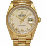 Rolex Day-Date President 18k Yellow Gold Ivory Roman Dial 36mm Watch '79 18038