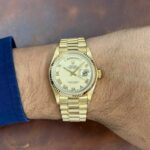 Rolex Day-Date President 18k Yellow Gold Ivory Roman Dial 36mm Watch '79 18038