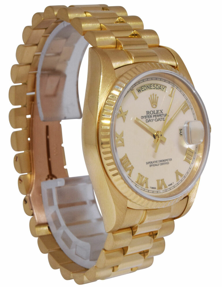 Rolex Day-Date President 18k Yellow Gold Ivory Roman Dial 36mm Watch '79 18038