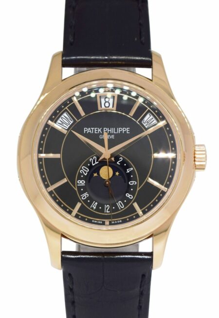 Patek Philippe Annual Calendar 5205 18k Rose Gold Black Dial Watch B/P '13 5205R