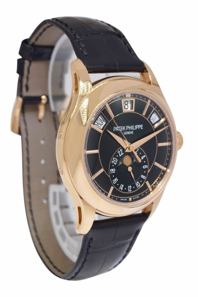 Patek Philippe Annual Calendar 5205 18k Rose Gold Black Dial Watch B/P '13 5205R