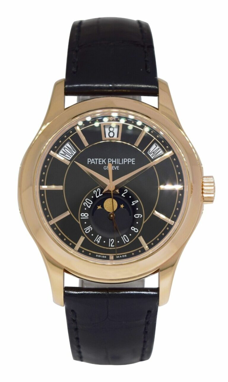 Patek Philippe Annual Calendar 5205 18k Rose Gold Black Dial Watch B/P '13 5205R