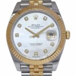 Rolex Datejust 41 18k Yellow Gold/Steel MOP Diamond Dial Watch +Card '19 126333