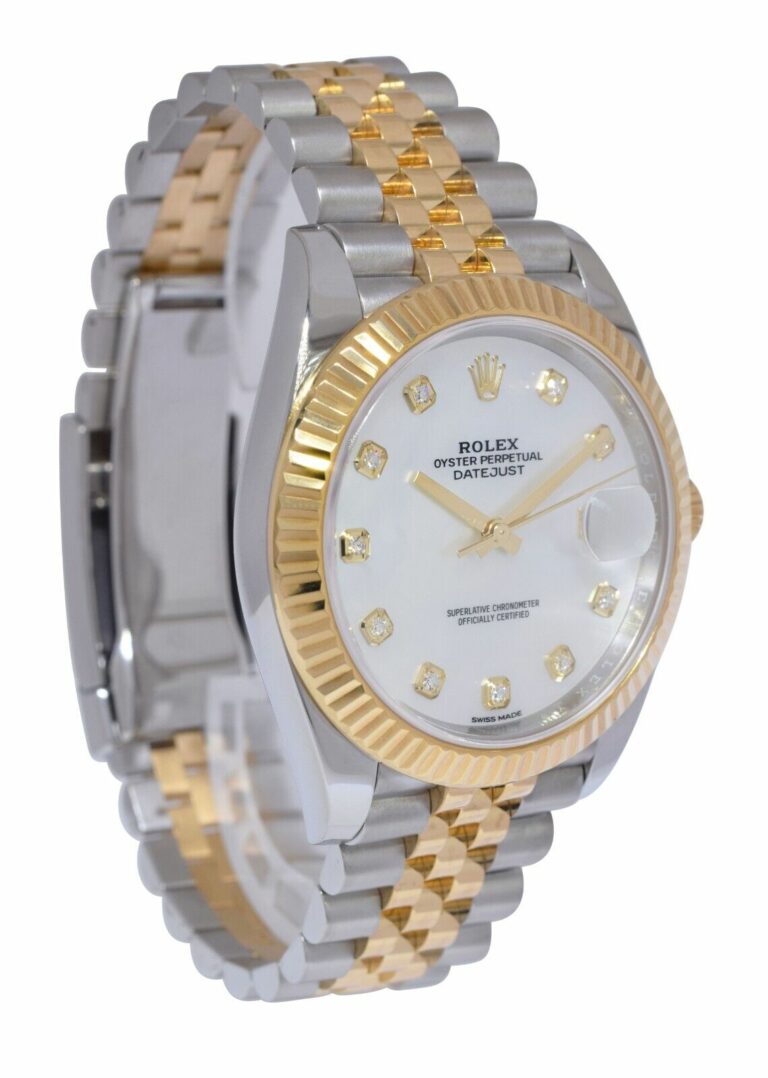 Rolex Datejust 41 18k Yellow Gold/Steel MOP Diamond Dial Watch +Card '19 126333