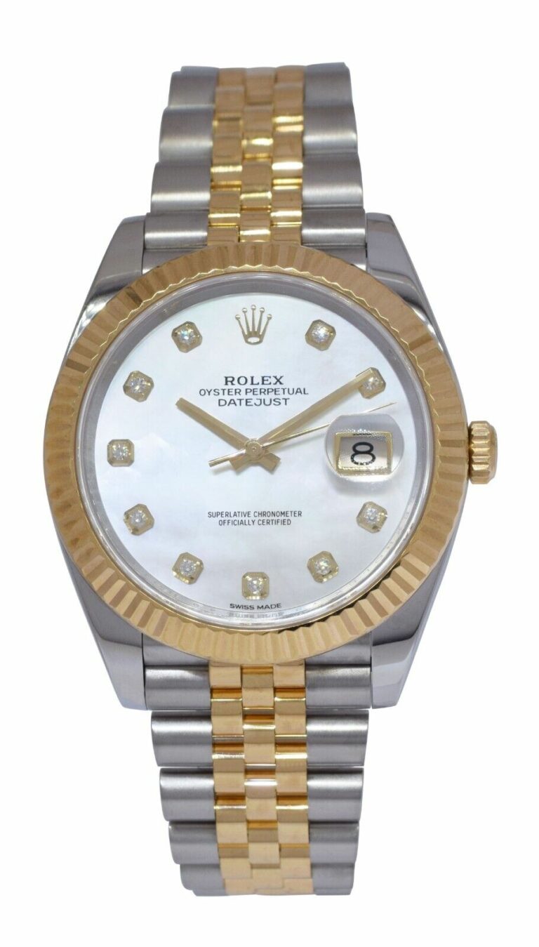 Rolex Datejust 41 18k Yellow Gold/Steel MOP Diamond Dial Watch +Card '19 126333