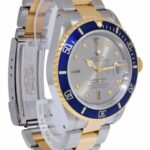 Rolex Submariner 18k Yellow Gold/Steel Slate Serti Diamond 40mm Watch X 16613