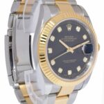 Rolex Datejust 41 18k Yellow Gold/Steel Black Diamond Dial Oyster Watch 126333