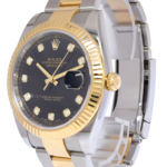 Rolex Datejust 41 18k Yellow Gold/Steel Black Diamond Dial Oyster Watch 126333