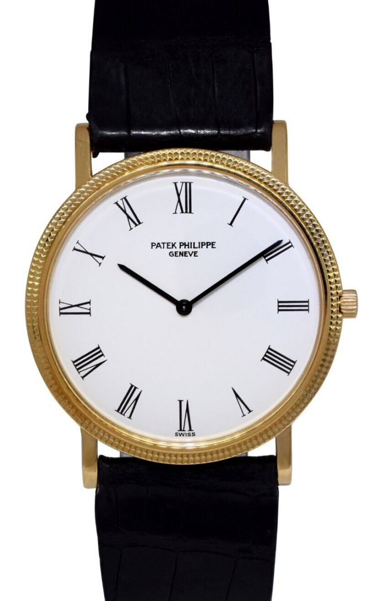 Patek Philippe Calatrava 18k Yellow Gold White Dial Mens 32mm Manual Watch 3520