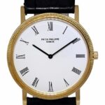 Patek Philippe Calatrava 18k Yellow Gold White Dial Mens 32mm Manual Watch 3520