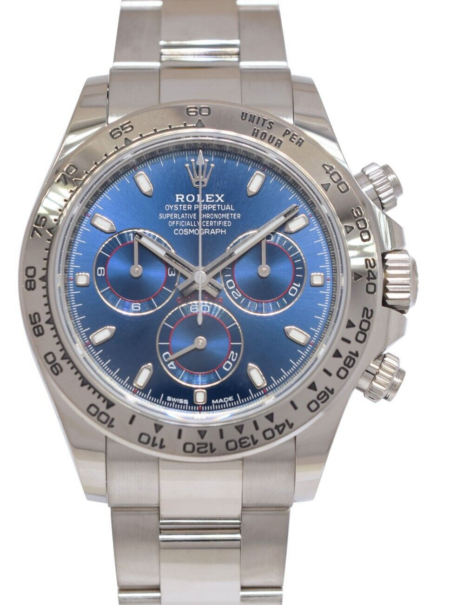 Rolex Daytona Chronograph 18k White Gold Blue Dial 40mm Watch +Card '22 116509