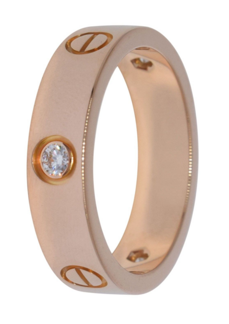 Cartier Love Ring 3 Diamonds 18k Rose Gold Size 62 B4087562